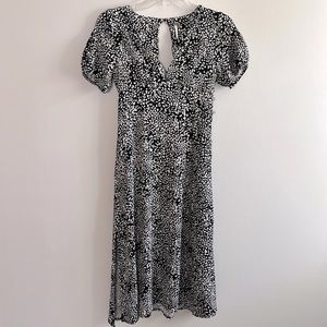Free People flowy deep v-neck midi dress with keyhole and button detail
